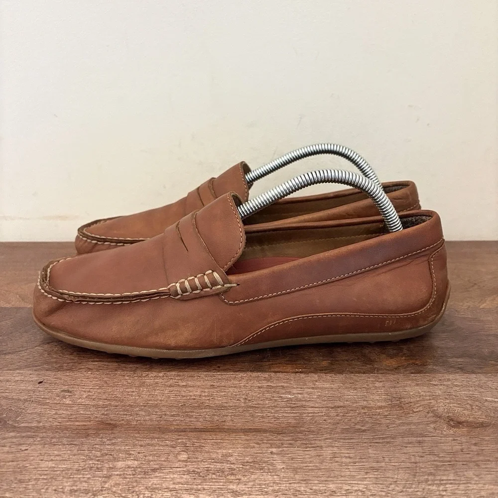 Florsheim Throttle Moc Penny Loafer Driving Shoes Slip On Brown Leather Mens 8‎